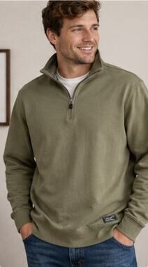 Eddie Bauer Men’s Medium Green 1/4 Zip Pullover Sweatshirt Outdoor Casual